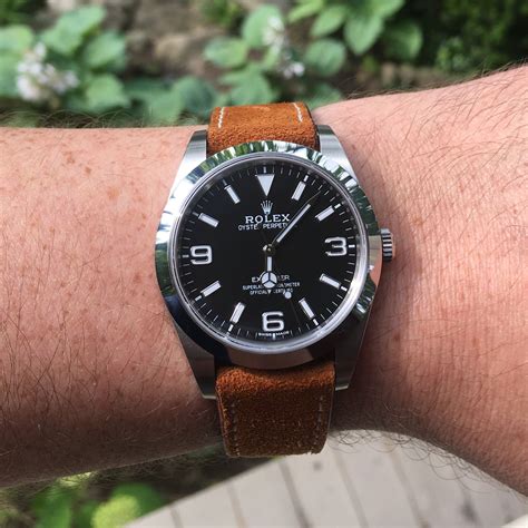 rolex explorer 39 mm leather strap|rolex explorer on a nato.